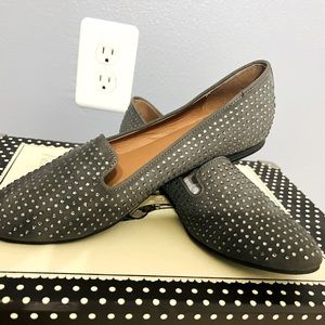 NWOB, brand new Grey rhinestone flats